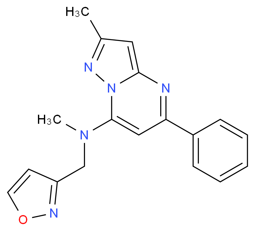 N-(isoxazol-3-ylmethyl)-N,2-dimethyl-5-phenylpyrazolo[1,5-a]pyrimidin-7-amine_分子结构_CAS_)