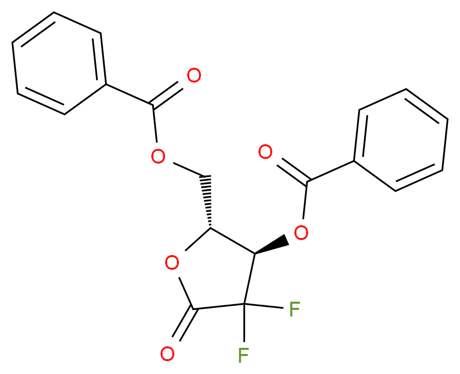 (2R,3R)-2-[(benzoyloxy)methyl]-4,4-difluoro-5-oxooxolan-3-yl benzoate_分子结构_CAS_122111-01-7