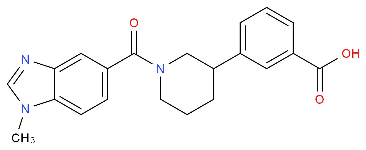 3-{1-[(1-methyl-1H-benzimidazol-5-yl)carbonyl]piperidin-3-yl}benzoic acid_分子结构_CAS_)