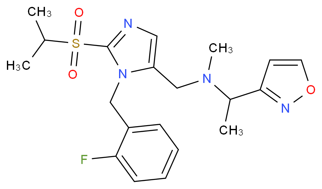 N-{[1-(2-fluorobenzyl)-2-(isopropylsulfonyl)-1H-imidazol-5-yl]methyl}-1-(3-isoxazolyl)-N-methylethanamine_分子结构_CAS_)