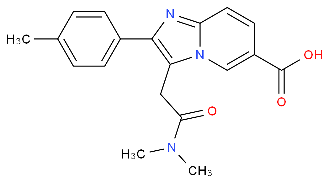 3-[(dimethylcarbamoyl)methyl]-2-(4-methylphenyl)imidazo[1,2-a]pyridine-6-carboxylic acid_分子结构_CAS_109461-15-6