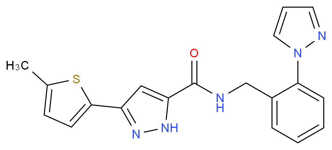 3-(5-methyl-2-thienyl)-N-[2-(1H-pyrazol-1-yl)benzyl]-1H-pyrazole-5-carboxamide_分子结构_CAS_)
