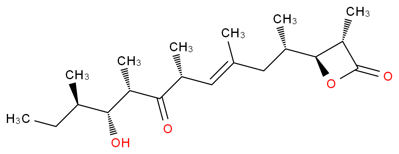 (3S,4S)-4-[(2S,4E,6R,8S,9R,10R)-9-hydroxy-4,6,8,10-tetramethyl-7-oxododec-4-en-2-yl]-3-methyloxetan-2-one_分子结构_CAS_76808-16-7
