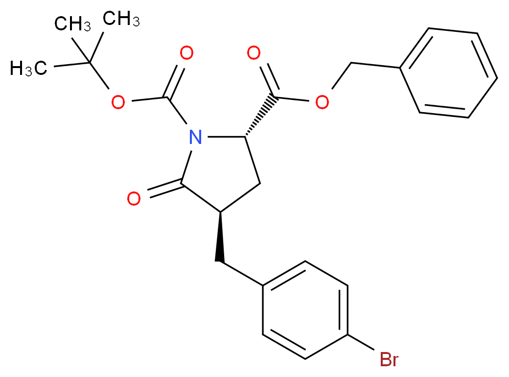 2-benzyl 1-tert-butyl (2S,4R)-4-[(4-bromophenyl)methyl]-5-oxopyrrolidine-1,2-dicarboxylate_分子结构_CAS_401793-01-9