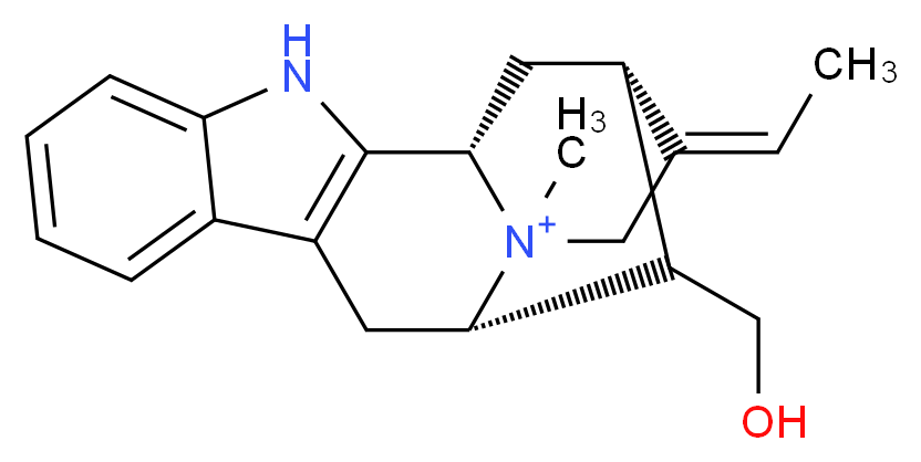 (1S,12S,14S,15E)-15-ethylidene-13-(hydroxymethyl)-17-methyl-3,17-diazapentacyclo[12.3.1.0<sup>2</sup>,<sup>1</sup><sup>0</sup>.0<sup>4</sup>,<sup>9</sup>.0<sup>1</sup><sup>2</sup>,<sup>1</sup><sup>7</sup>]octadeca-2(10),4,6,8-tetraen-17-ium_分子结构_CAS_6792-07-0