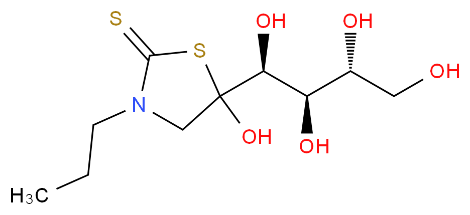 5-hydroxy-3-propyl-5-[(1S,2R,3R)-1,2,3,4-tetrahydroxybutyl]-1,3-thiazolidine-2-thione_分子结构_CAS_63348-12-9