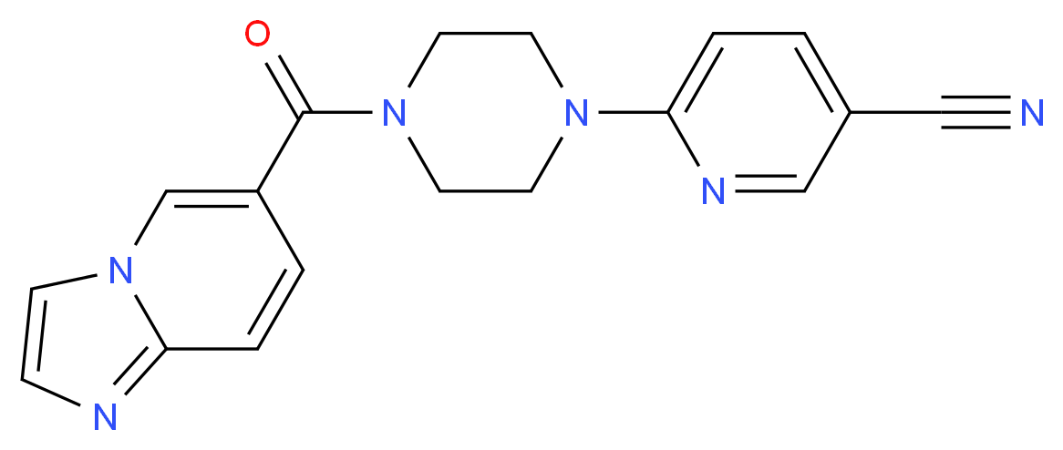 6-[4-(imidazo[1,2-a]pyridin-6-ylcarbonyl)piperazin-1-yl]nicotinonitrile_分子结构_CAS_)
