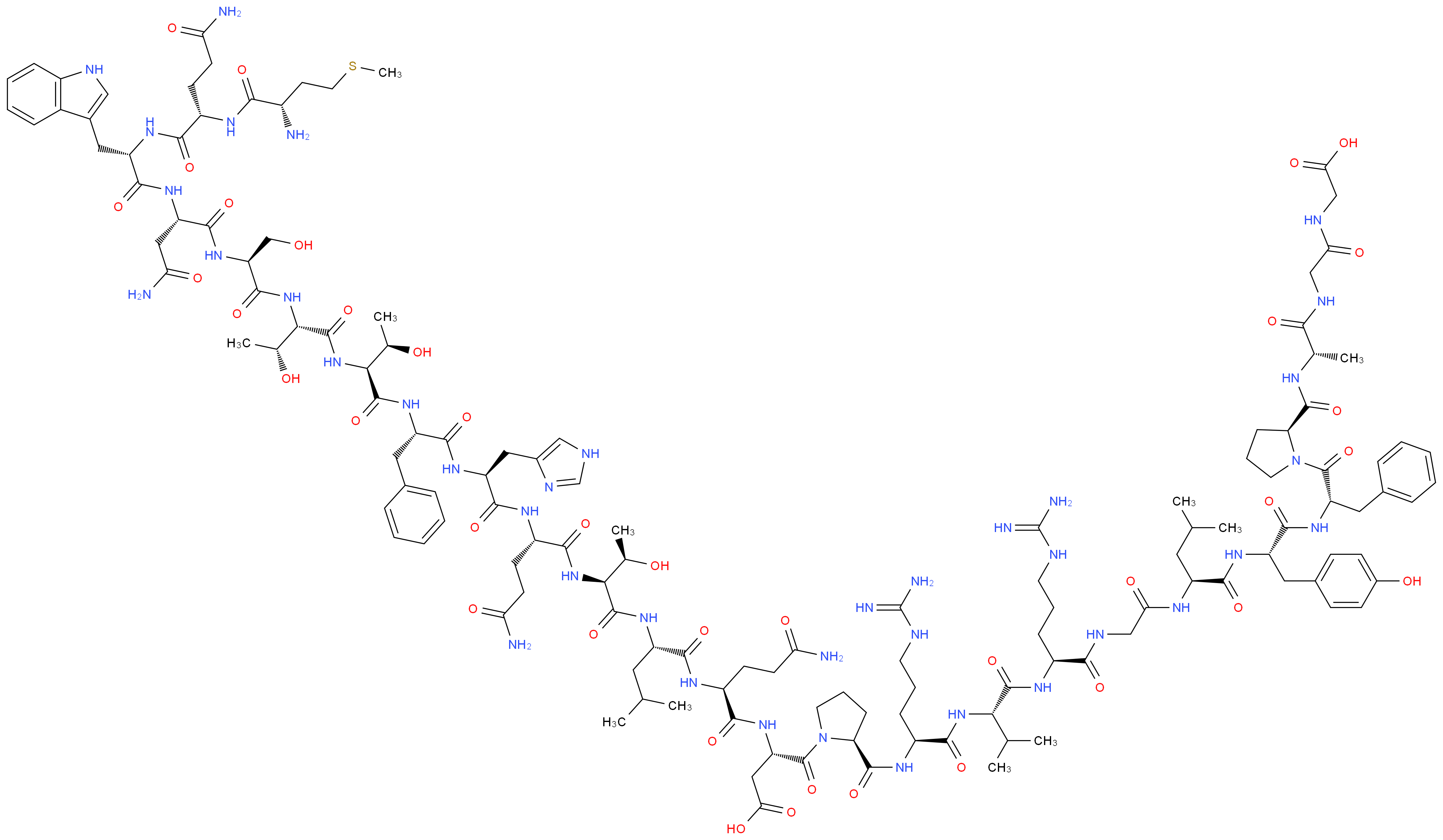 (3S)-3-[(2S)-2-[(2S)-2-[(2S,3R)-2-[(2S)-2-[(2S)-2-[(2S)-2-[(2S,3R)-2-[(2S,3R)-2-[(2S)-2-[(2S)-2-[(2S)-2-[(2S)-2-[(2S)-2-amino-4-(methylsulfanyl)butanamido]-4-carbamoylbutanamido]-3-(1H-indol-3-yl)propanamido]-3-carbamoylpropanamido]-3-hydroxypropanamido]-3-hydroxybutanamido]-3-hydroxybutanamido]-3-phenylpropanamido]-3-(1H-imidazol-4-yl)propanamido]-4-carbamoylbutanamido]-3-hydroxybutanamido]-4-methylpentanamido]-4-carbamoylbutanamido]-4-[(2S)-2-{[(1S)-4-carbamimidamido-1-{[(1S)-1-{[(1S)-4-carbamimidamido-1-[({[(1S)-1-{[(1S)-1-{[(2S)-1-[(2S)-2-{[(1S)-1-({[(carboxymethyl)carbamoyl]methyl}carbamoyl)ethyl]carbamoyl}pyrrolidin-1-yl]-1-oxo-3-phenylpropan-2-yl]carbamoyl}-2-(4-hydroxyphenyl)ethyl]carbamoyl}-3-methylbutyl]carbamoyl}methyl)carbamoyl]butyl]carbamoyl}-2-methylpropyl]carbamoyl}butyl]carbamoyl}pyrrolidin-1-yl]-4-oxobutanoic acid_分子结构_CAS_104504-34-9