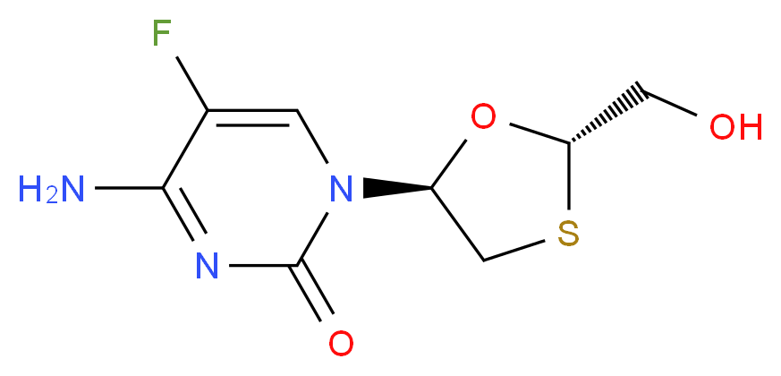 4-amino-5-fluoro-1-[(2S,5S)-2-(hydroxymethyl)-1,3-oxathiolan-5-yl]-1,2-dihydropyrimidin-2-one_分子结构_CAS_145416-34-8