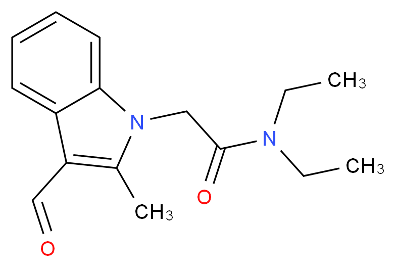 N,N-diethyl-2-(3-formyl-2-methyl-1H-indol-1-yl)acetamide_分子结构_CAS_436087-08-0