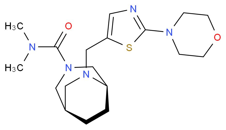 (1R*,5R*)-N,N-dimethyl-6-[(2-morpholin-4-yl-1,3-thiazol-5-yl)methyl]-3,6-diazabicyclo[3.2.2]nonane-3-carboxamide_分子结构_CAS_)