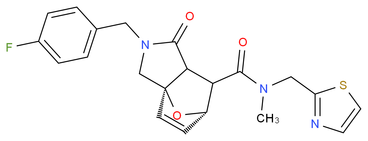 (3aR*,6S*)-2-(4-fluorobenzyl)-N-methyl-1-oxo-N-(1,3-thiazol-2-ylmethyl)-1,2,3,6,7,7a-hexahydro-3a,6-epoxyisoindole-7-carboxamide_分子结构_CAS_)