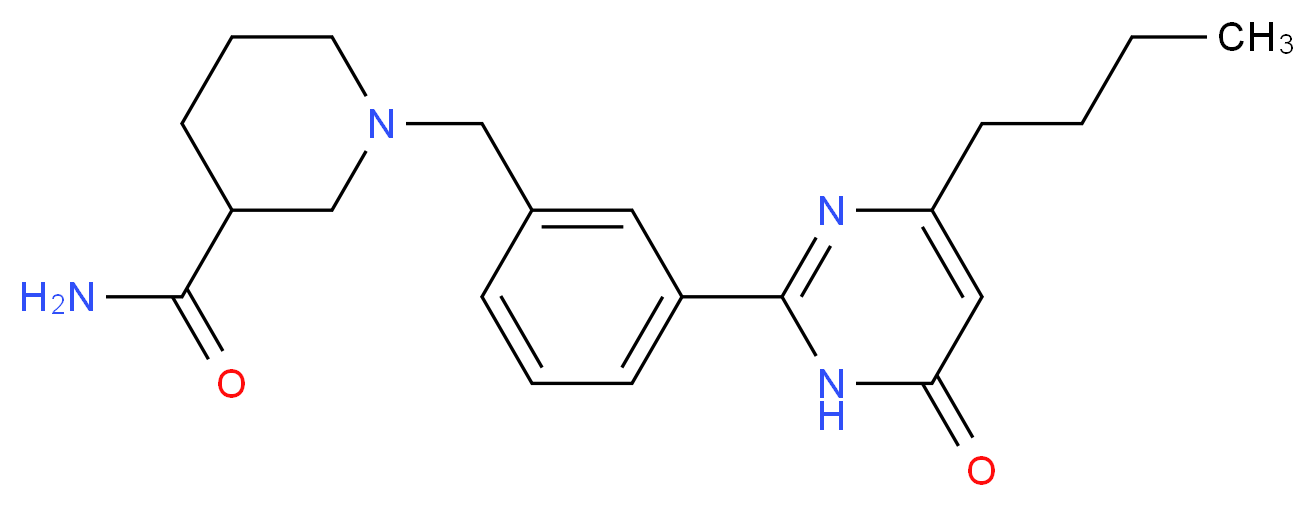 1-[3-(4-butyl-6-oxo-1,6-dihydropyrimidin-2-yl)benzyl]piperidine-3-carboxamide_分子结构_CAS_)