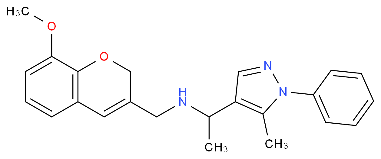 N-[(8-methoxy-2H-chromen-3-yl)methyl]-1-(5-methyl-1-phenyl-1H-pyrazol-4-yl)ethanamine_分子结构_CAS_)