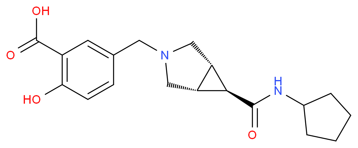 5-({(1R*,5S*,6r)-6-[(cyclopentylamino)carbonyl]-3-azabicyclo[3.1.0]hex-3-yl}methyl)-2-hydroxybenzoic acid_分子结构_CAS_)