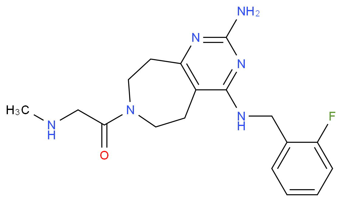 N~4~-(2-fluorobenzyl)-7-[(methylamino)acetyl]-6,7,8,9-tetrahydro-5H-pyrimido[4,5-d]azepine-2,4-diamine_分子结构_CAS_)