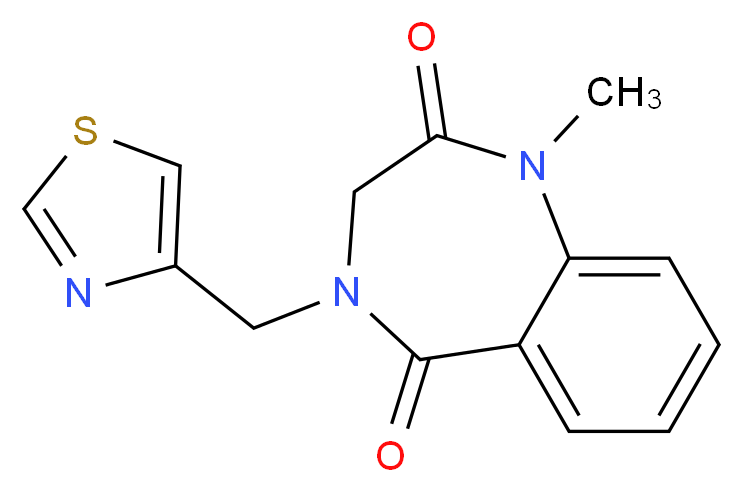 1-methyl-4-(1,3-thiazol-4-ylmethyl)-3,4-dihydro-1H-1,4-benzodiazepine-2,5-dione_分子结构_CAS_)