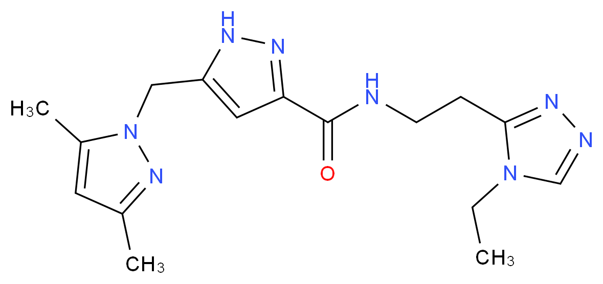5-[(3,5-dimethyl-1H-pyrazol-1-yl)methyl]-N-[2-(4-ethyl-4H-1,2,4-triazol-3-yl)ethyl]-1H-pyrazole-3-carboxamide_分子结构_CAS_)