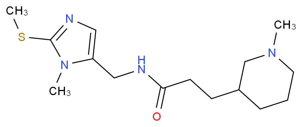 N-{[1-methyl-2-(methylthio)-1H-imidazol-5-yl]methyl}-3-(1-methyl-3-piperidinyl)propanamide_分子结构_CAS_)