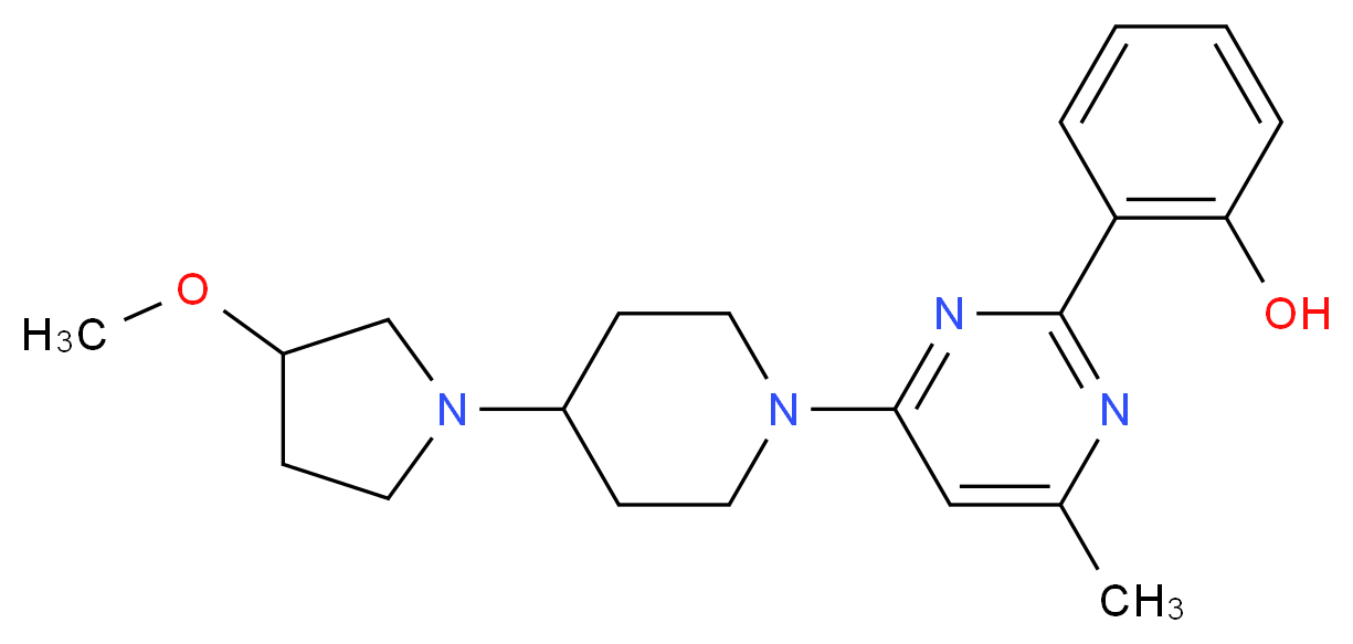 2-{4-[4-(3-methoxypyrrolidin-1-yl)piperidin-1-yl]-6-methylpyrimidin-2-yl}phenol_分子结构_CAS_)
