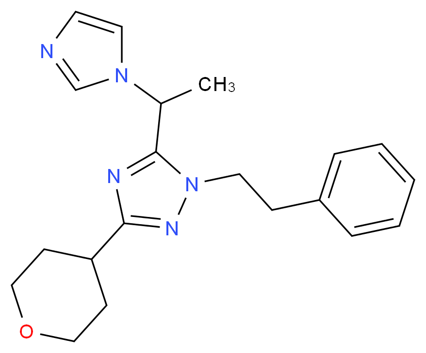 5-[1-(1H-imidazol-1-yl)ethyl]-1-(2-phenylethyl)-3-(tetrahydro-2H-pyran-4-yl)-1H-1,2,4-triazole_分子结构_CAS_)