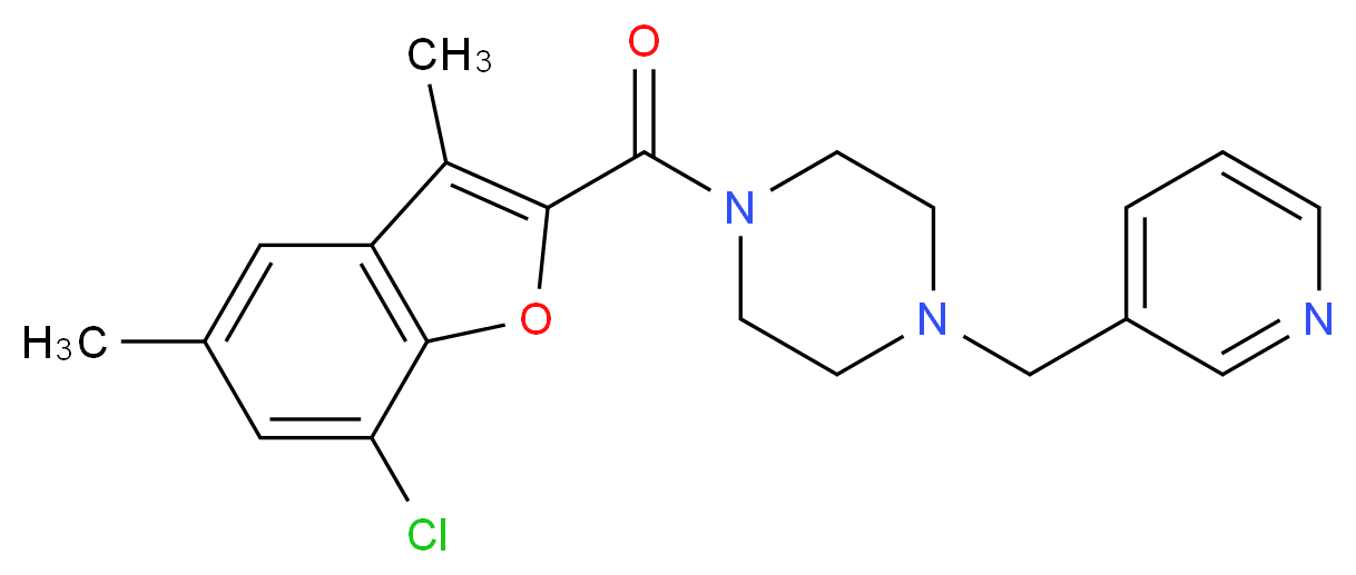 1-[(7-chloro-3,5-dimethyl-1-benzofuran-2-yl)carbonyl]-4-(3-pyridinylmethyl)piperazine_分子结构_CAS_)