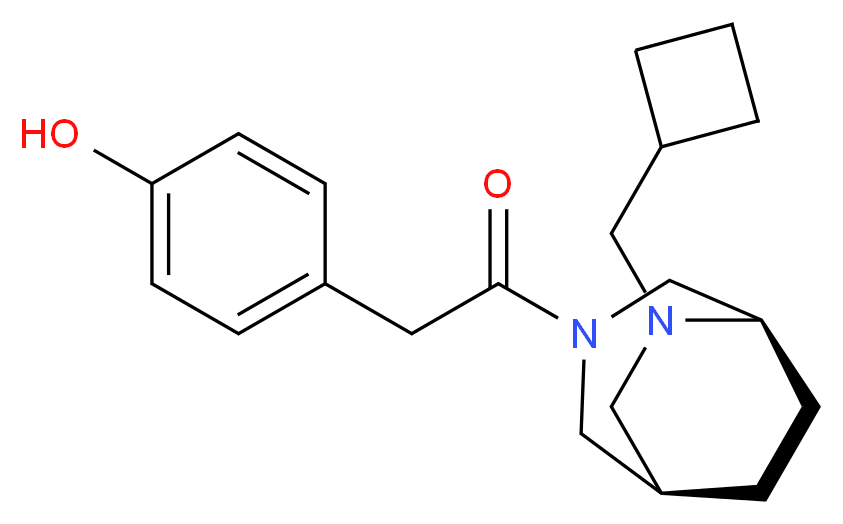 4-{2-[(1R*,5R*)-6-(cyclobutylmethyl)-3,6-diazabicyclo[3.2.2]non-3-yl]-2-oxoethyl}phenol_分子结构_CAS_)