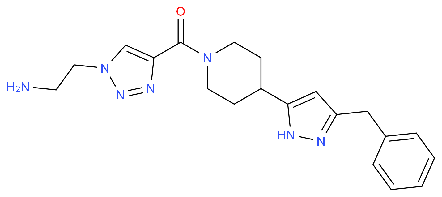 2-(4-{[4-(3-benzyl-1H-pyrazol-5-yl)piperidin-1-yl]carbonyl}-1H-1,2,3-triazol-1-yl)ethanamine_分子结构_CAS_)