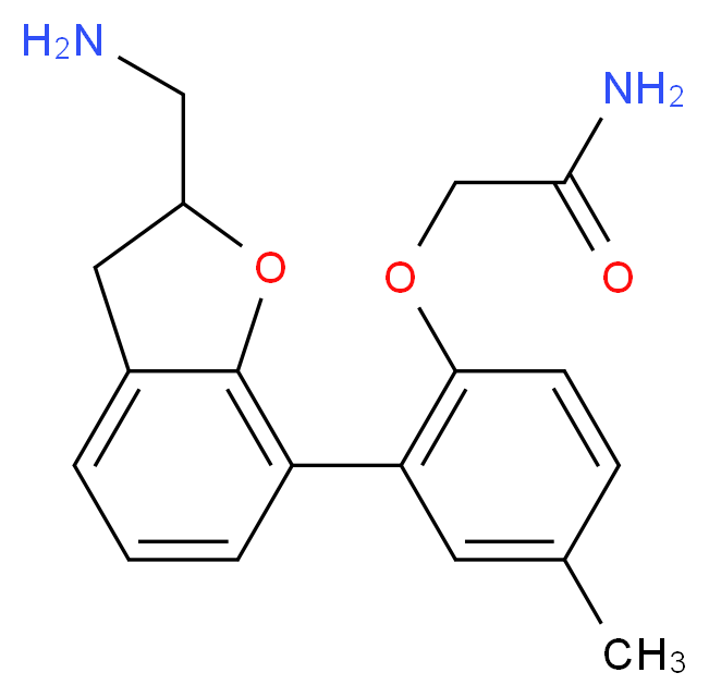 2-{2-[2-(aminomethyl)-2,3-dihydro-1-benzofuran-7-yl]-4-methylphenoxy}acetamide_分子结构_CAS_)
