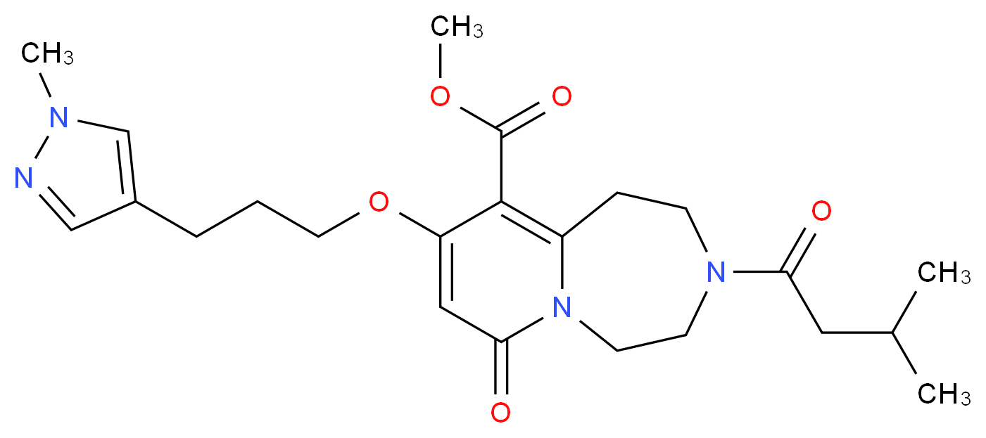 methyl 3-(3-methylbutanoyl)-9-[3-(1-methyl-1H-pyrazol-4-yl)propoxy]-7-oxo-1,2,3,4,5,7-hexahydropyrido[1,2-d][1,4]diazepine-10-carboxylate_分子结构_CAS_)