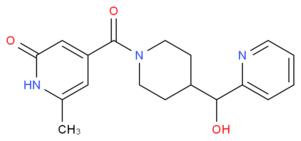 4-({4-[hydroxy(pyridin-2-yl)methyl]piperidin-1-yl}carbonyl)-6-methylpyridin-2(1H)-one_分子结构_CAS_)