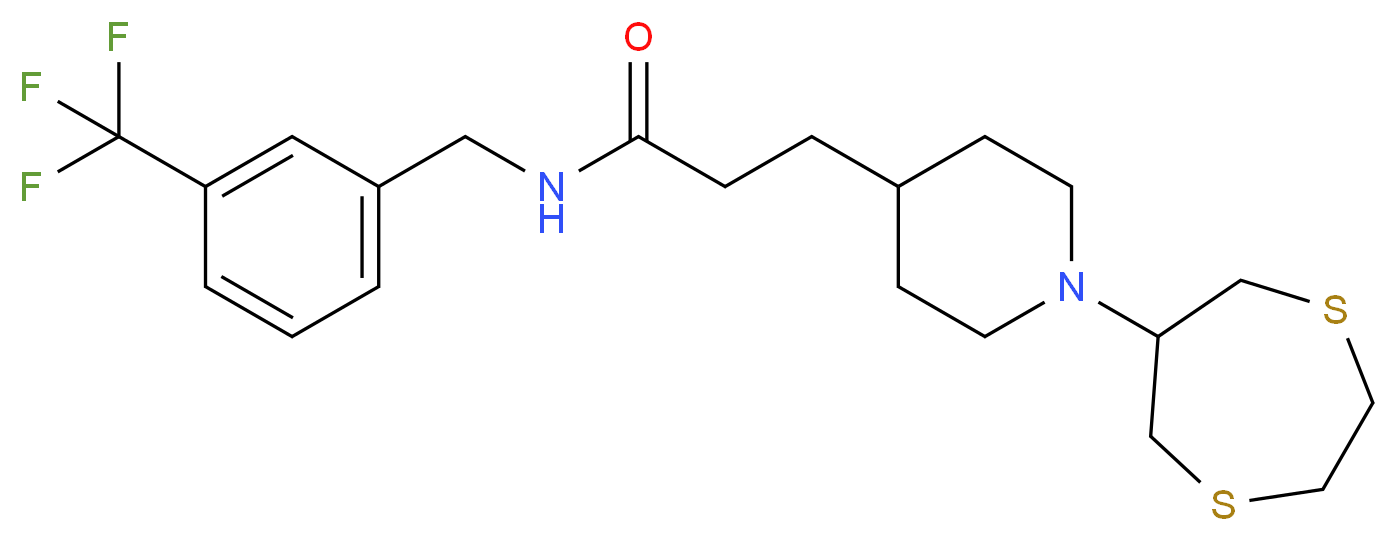3-[1-(1,4-dithiepan-6-yl)-4-piperidinyl]-N-[3-(trifluoromethyl)benzyl]propanamide_分子结构_CAS_)