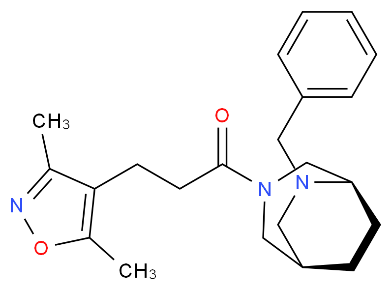 (1R*,5R*)-6-benzyl-3-[3-(3,5-dimethylisoxazol-4-yl)propanoyl]-3,6-diazabicyclo[3.2.2]nonane_分子结构_CAS_)