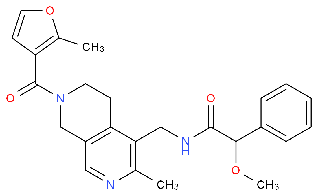 2-methoxy-N-{[3-methyl-7-(2-methyl-3-furoyl)-5,6,7,8-tetrahydro-2,7-naphthyridin-4-yl]methyl}-2-phenylacetamide_分子结构_CAS_)