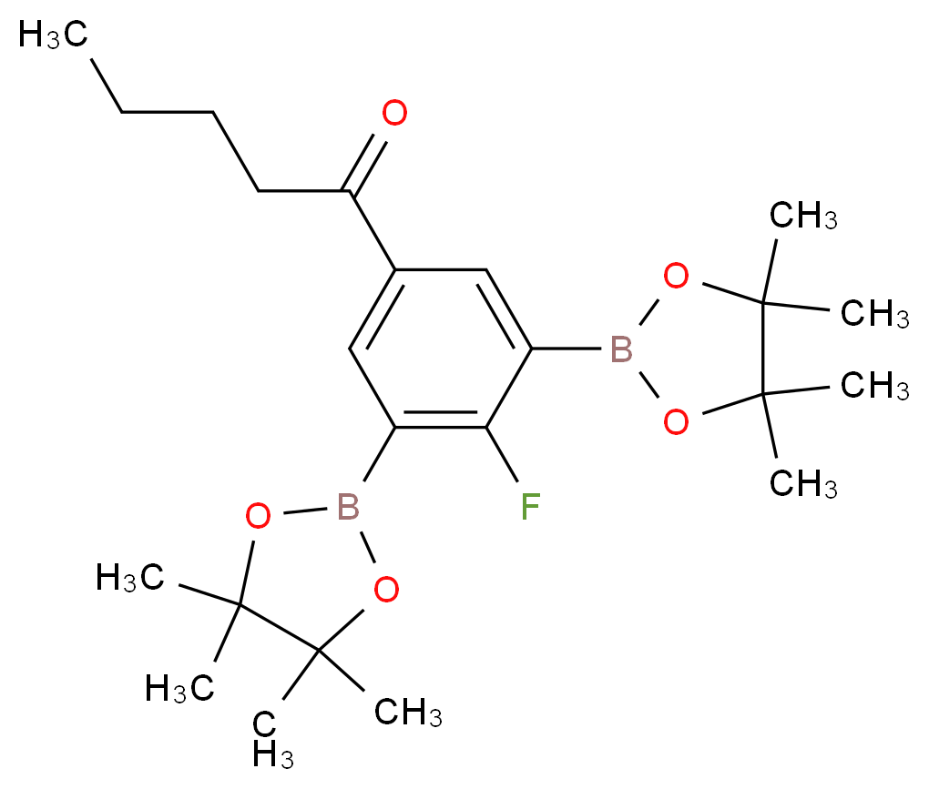 1-[4-fluoro-3,5-bis(tetramethyl-1,3,2-dioxaborolan-2-yl)phenyl]pentan-1-one_分子结构_CAS_1150561-65-1