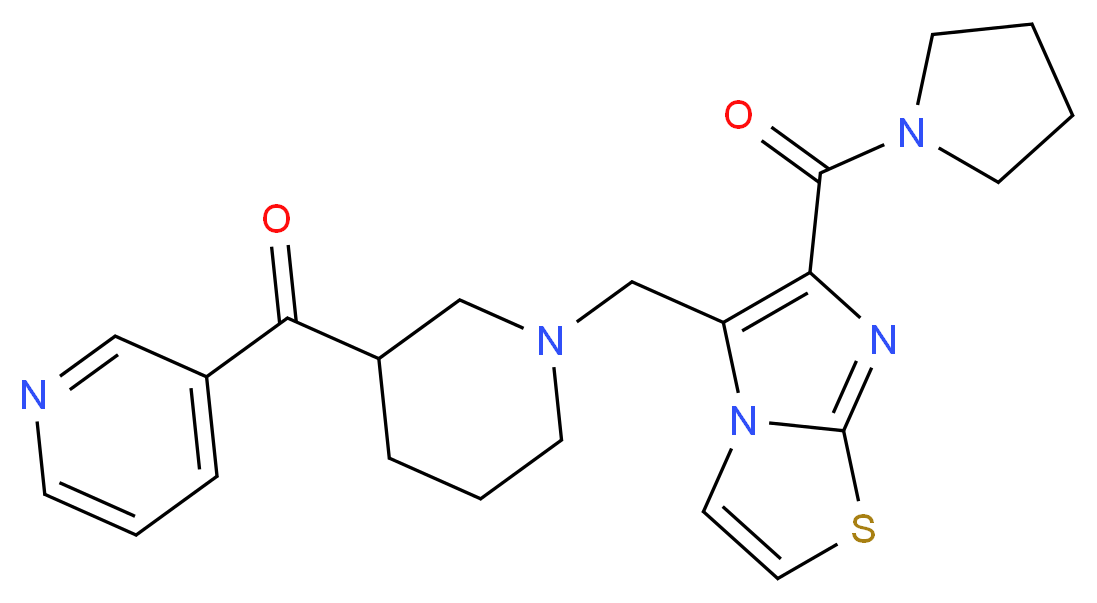 3-pyridinyl(1-{[6-(1-pyrrolidinylcarbonyl)imidazo[2,1-b][1,3]thiazol-5-yl]methyl}-3-piperidinyl)methanone_分子结构_CAS_)