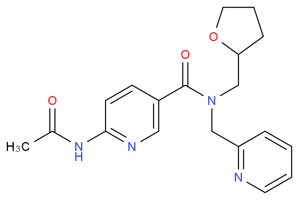 6-(acetylamino)-N-(pyridin-2-ylmethyl)-N-(tetrahydrofuran-2-ylmethyl)nicotinamide_分子结构_CAS_)