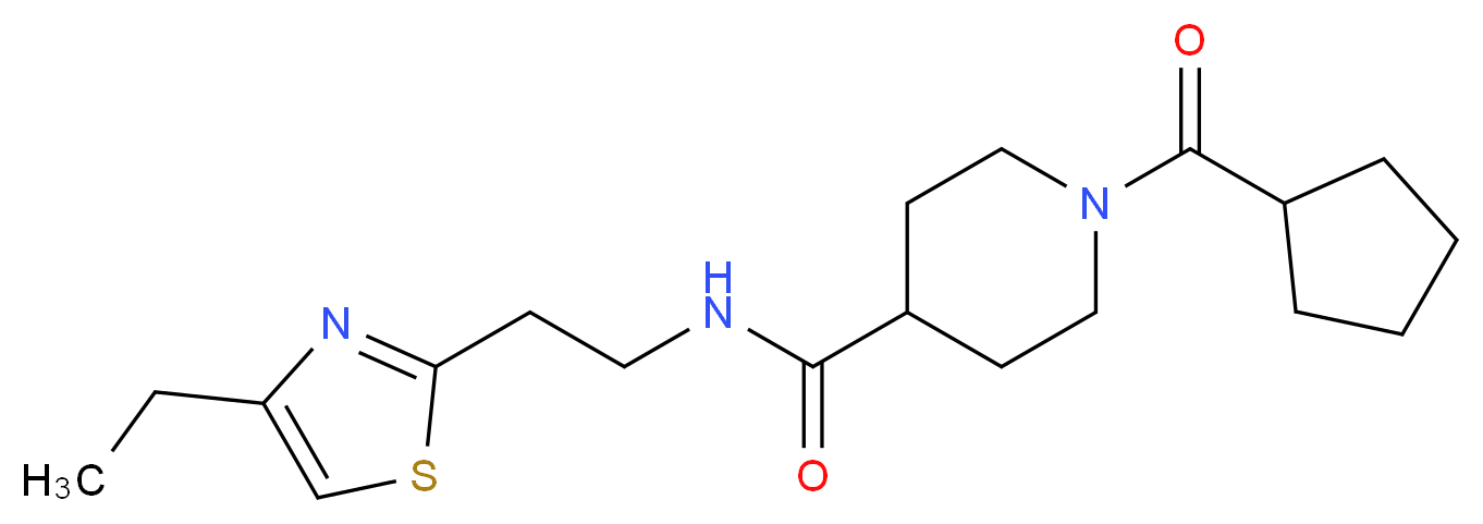 1-(cyclopentylcarbonyl)-N-[2-(4-ethyl-1,3-thiazol-2-yl)ethyl]-4-piperidinecarboxamide_分子结构_CAS_)