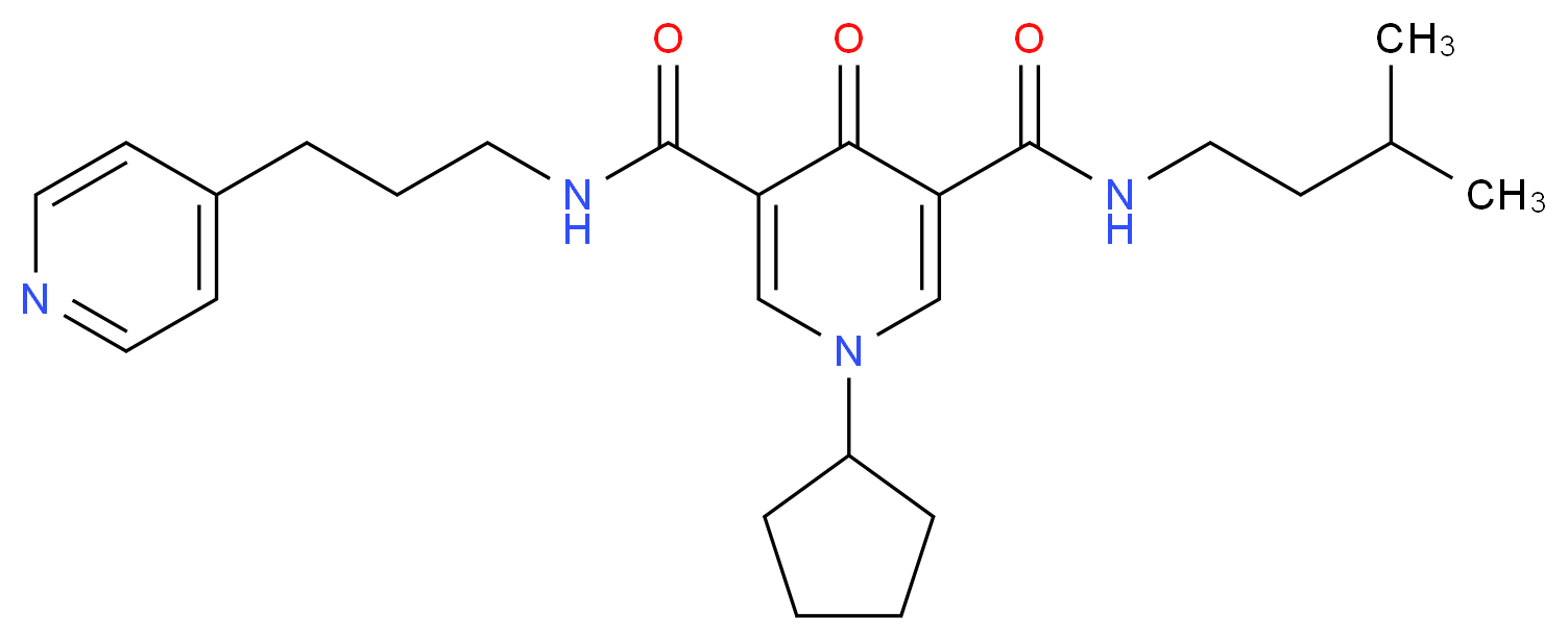 1-cyclopentyl-N-(3-methylbutyl)-4-oxo-N'-[3-(4-pyridinyl)propyl]-1,4-dihydro-3,5-pyridinedicarboxamide_分子结构_CAS_)