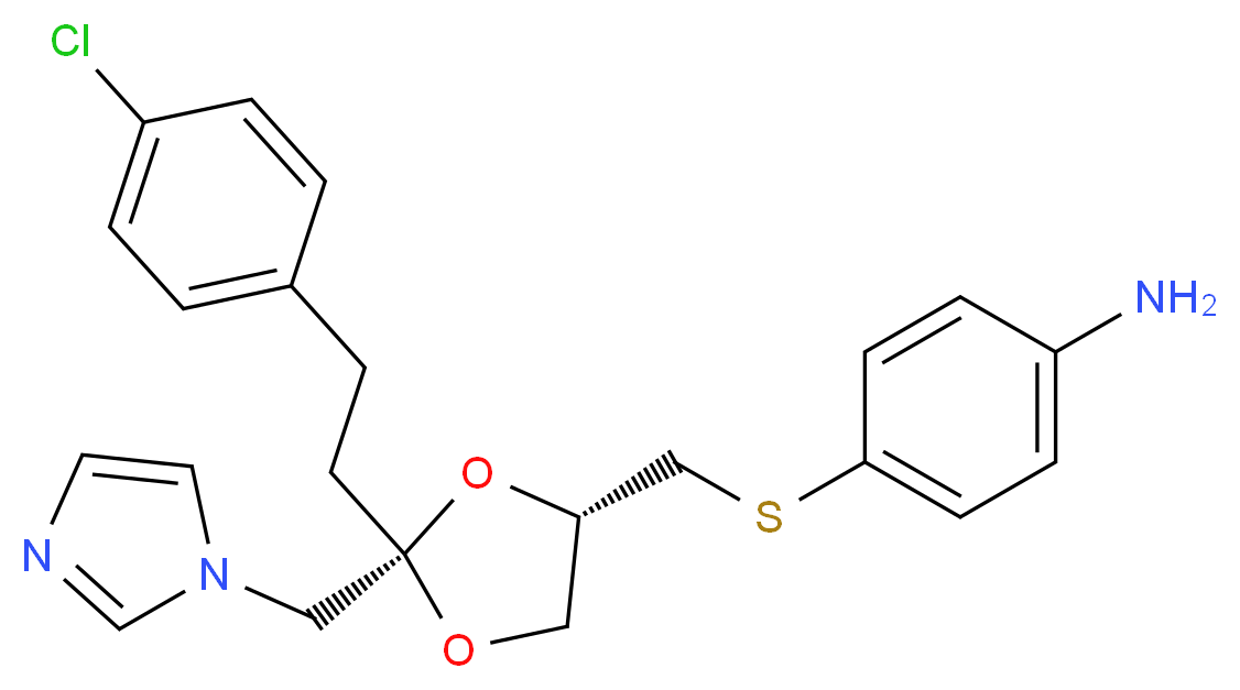 4-({[(2S,4S)-2-[2-(4-chlorophenyl)ethyl]-2-(1H-imidazol-1-ylmethyl)-1,3-dioxolan-4-yl]methyl}sulfanyl)aniline_分子结构_CAS_143484-82-6