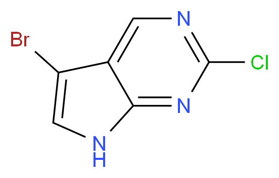 5-Bromo-2-chloro-7H-pyrrolo[2,3-d]pyrimidine_分子结构_CAS_1060816-58-1)