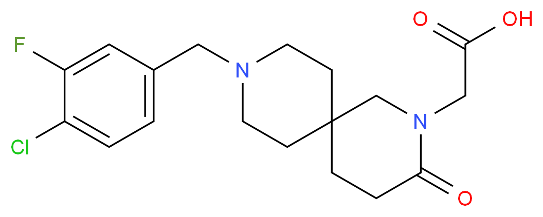 [9-(4-chloro-3-fluorobenzyl)-3-oxo-2,9-diazaspiro[5.5]undec-2-yl]acetic acid_分子结构_CAS_)