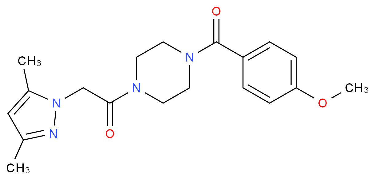 1-[(3,5-dimethyl-1H-pyrazol-1-yl)acetyl]-4-(4-methoxybenzoyl)piperazine_分子结构_CAS_)