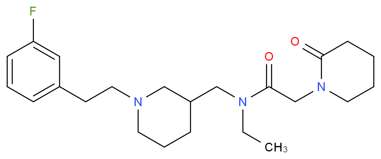 N-ethyl-N-({1-[2-(3-fluorophenyl)ethyl]-3-piperidinyl}methyl)-2-(2-oxo-1-piperidinyl)acetamide_分子结构_CAS_)