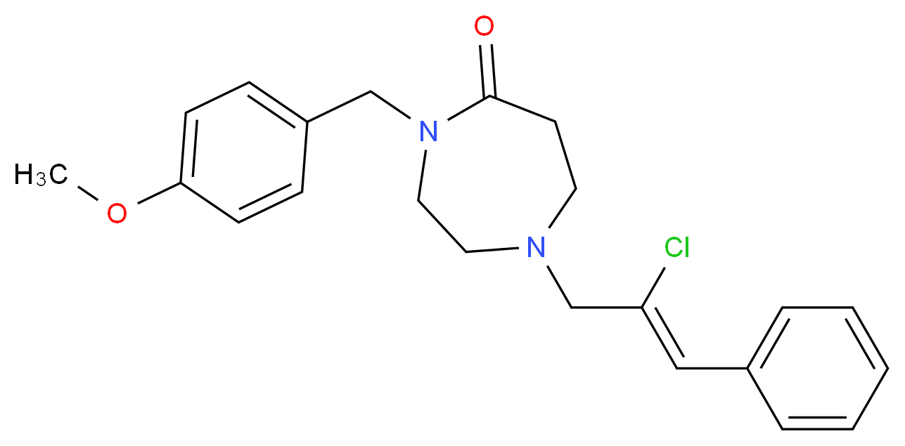 1-[(2Z)-2-chloro-3-phenyl-2-propen-1-yl]-4-(4-methoxybenzyl)-1,4-diazepan-5-one_分子结构_CAS_)