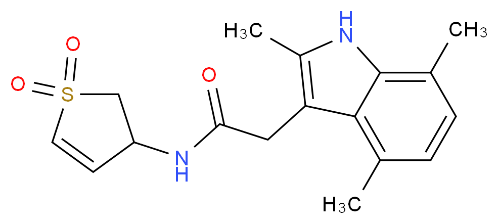 N-(1,1-dioxido-2,3-dihydro-3-thienyl)-2-(2,4,7-trimethyl-1H-indol-3-yl)acetamide_分子结构_CAS_)