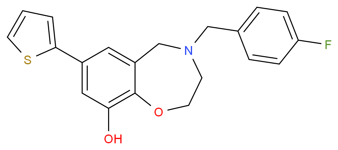 4-(4-fluorobenzyl)-7-(2-thienyl)-2,3,4,5-tetrahydro-1,4-benzoxazepin-9-ol_分子结构_CAS_)