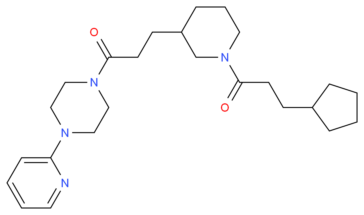 1-{3-[1-(3-cyclopentylpropanoyl)-3-piperidinyl]propanoyl}-4-(2-pyridinyl)piperazine_分子结构_CAS_)
