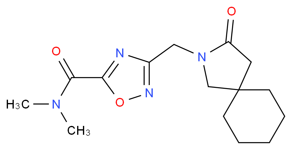N,N-dimethyl-3-[(3-oxo-2-azaspiro[4.5]dec-2-yl)methyl]-1,2,4-oxadiazole-5-carboxamide_分子结构_CAS_)