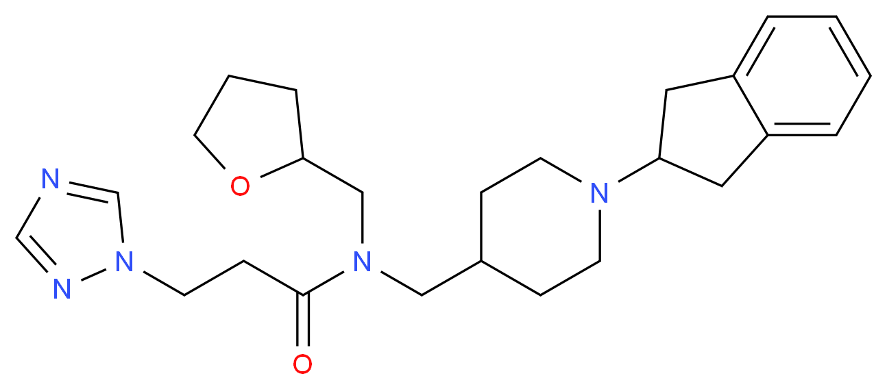 N-{[1-(2,3-dihydro-1H-inden-2-yl)-4-piperidinyl]methyl}-N-(tetrahydro-2-furanylmethyl)-3-(1H-1,2,4-triazol-1-yl)propanamide_分子结构_CAS_)